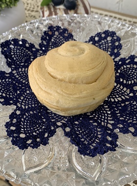 E103  蓝色细线钩针圆盘垫15cm4片