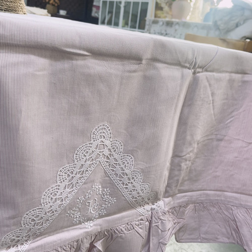 Q113 粉色条纹方桌布120*120