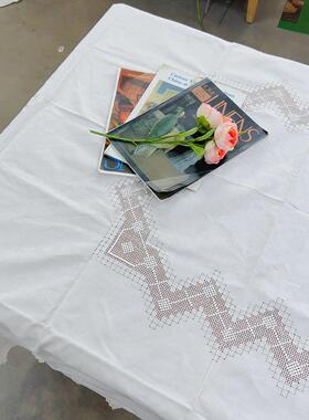 V217 细眼扎目方桌布1.3m白色麻质