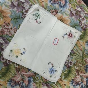 Q206彩色手绣花手帕棉纱28cm(4片)(氧化)