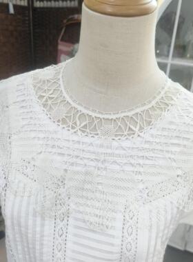 E330  白色棒槌花边假领子45cm