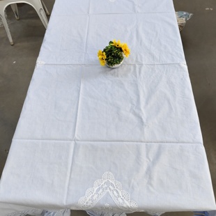 Q116蓝色条纹棉质桌布1.25 1.6m