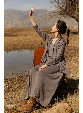 Say Ya 【幻】精纺斜衣襟系扣羊绒开衫/外套 轻薄