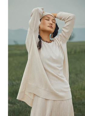 Say Ya【幻】自信底片 百搭宽松羊绒套头衫 侧开衩/显瘦藏肉