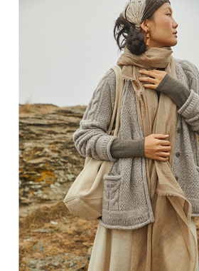 Say Ya【然】温室加密 重磅定纺羊绒白厂丝保暖外套摁扣绞花加厚