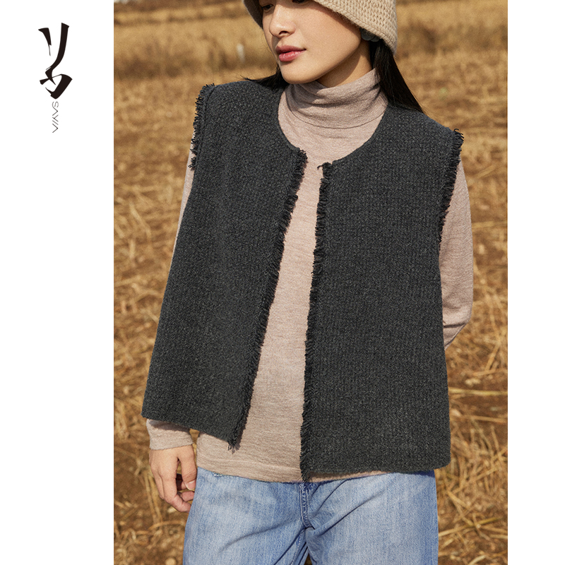 Say Ya【幻】很好搭配的手拆流苏马甲  特殊纱双面穿/叠穿