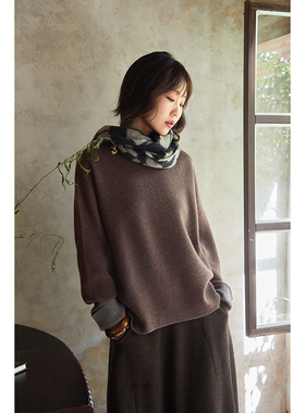 Say Ya【幻】复古小中领重磅双穿加厚羊绒套头衫 宽松/显瘦