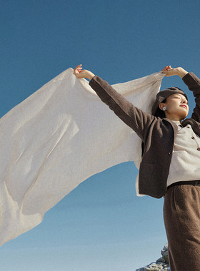 Say Ya【幻】金扶桑 细印腰果花提花羊绒围巾 仙仙的/薄软/披肩