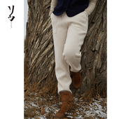 Say 保暖 暗痕提花加厚休闲羊绒卫裤 幻