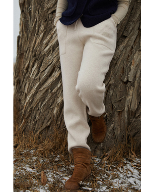 Say Ya 【幻】暗痕提花加厚休闲羊绒卫裤 保暖