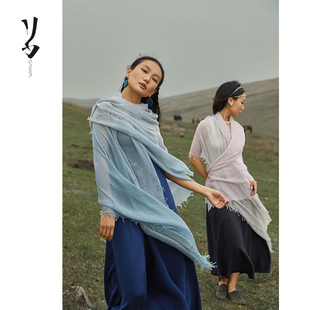 大披肩 Say 防晒 超轻软色织拼接羊绒长围巾 云上加冕 卓