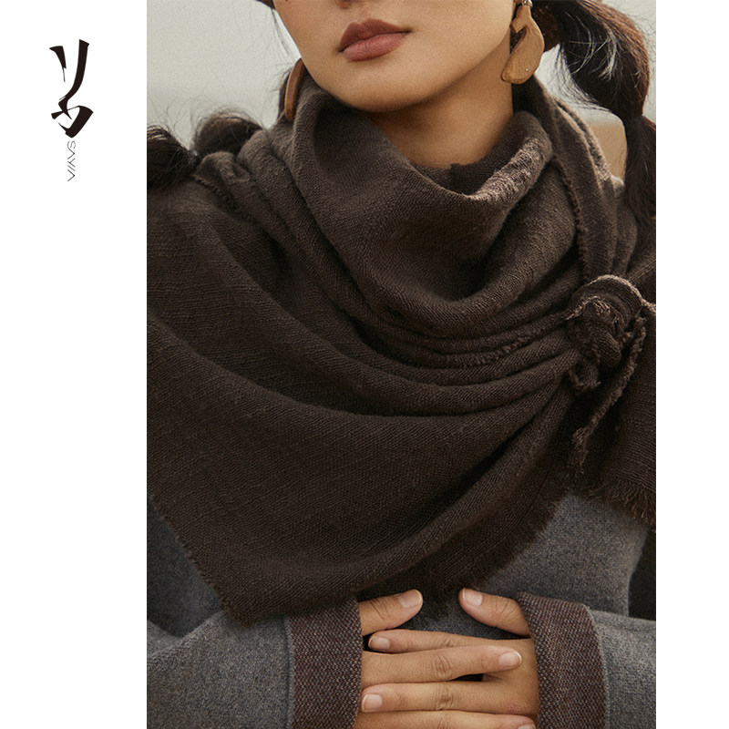 Say Ya【尘】不羡仙 复古素色毛麻混纺围巾披肩 文艺/四季款