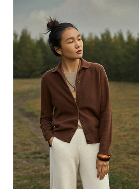 Say Ya【幻】碎玉针简约小翻领系扣羊绒外套 短俏/显瘦