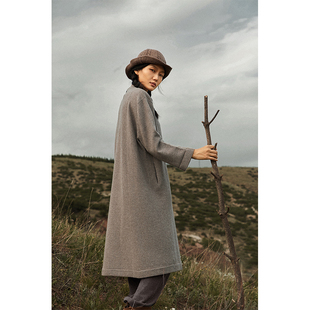 双色织提花羊绒外袍连衣长裙 幻 加密针织宽松 Say