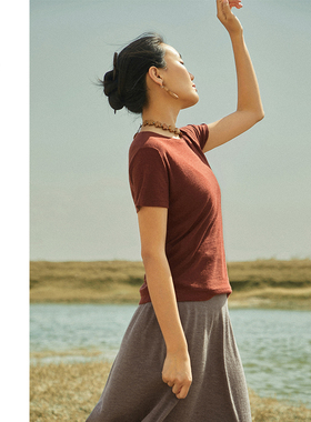 Say Ya【幻】经典款双纱60精纺山羊绒半袖  T恤/夏