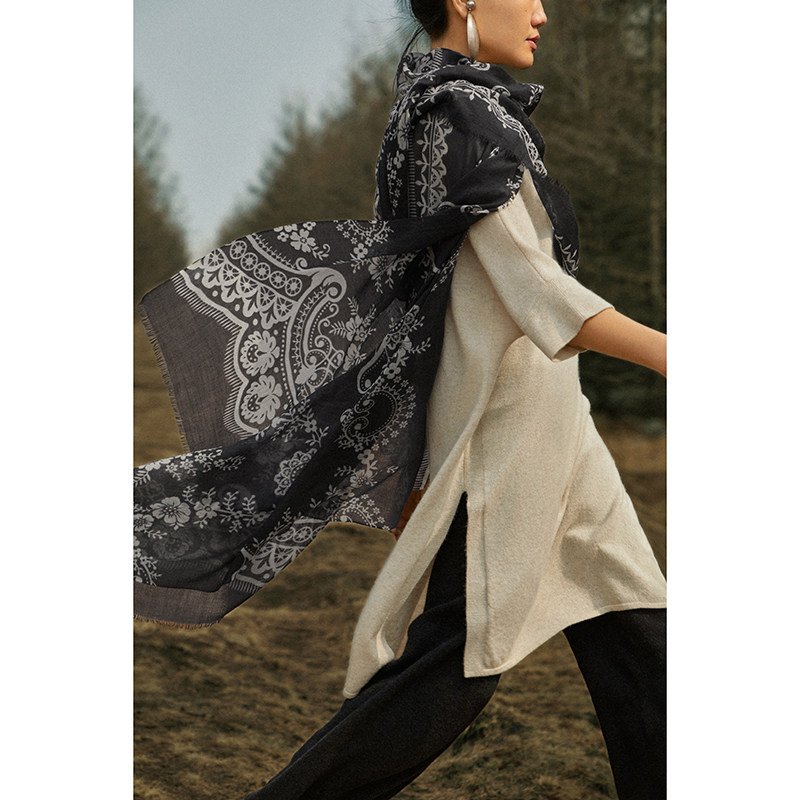 Say Ya【幻】400S+印花山羊绒围巾披肩典藏款  优雅/空气感