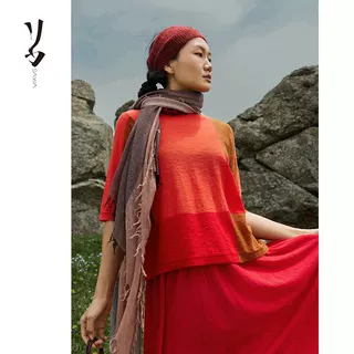 80支精纺羊绒提花轻薄七分袖冷衫