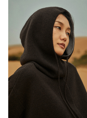 Say Ya【卓】双面戴纯羊绒针织脖套帽 双色/百搭美式时尚户外休闲