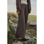 双兜直筒 Say 空调腿感精纺羊绒阔腿裤 卓 手工剪边