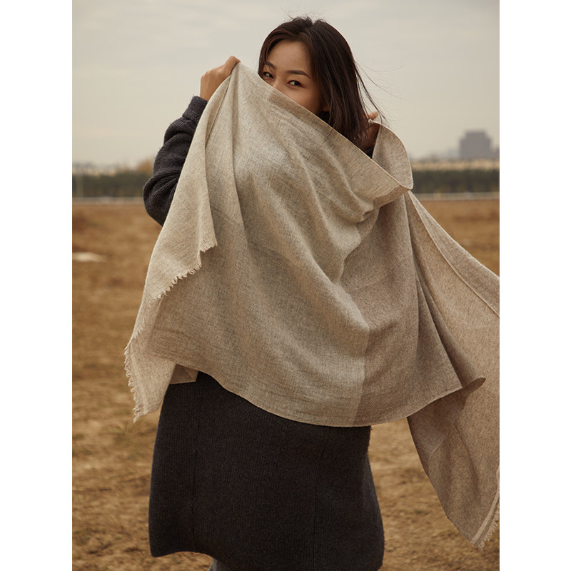 Say Ya【幻】极简超软糯羊绒拼色围巾夹花披肩 男女通用