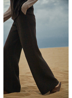 Say Ya【幻】立体凌波纹显瘦羊绒直筒裤 重磅/垂坠