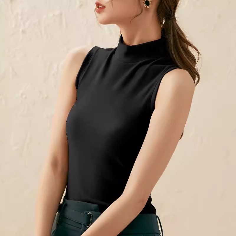 断码特价双面德绒背心女半高领