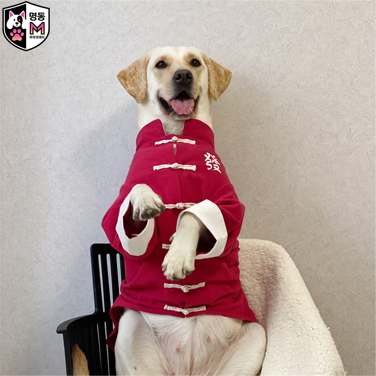 明洞大型犬新年唐装狗衣服