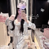 Miubby「玉蝶清欢」纯欲舒适高级感花瓣边冰丝长袖 吊带睡衣四件套