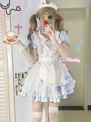 Miubby「十字姬」日系软妹Lolita淡蓝粉女仆装连衣裙万圣节cos服