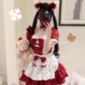 cos蝴蝶结连衣裙 原创线「酒心猫猫挞」日系萝莉圣诞Lolita女仆装
