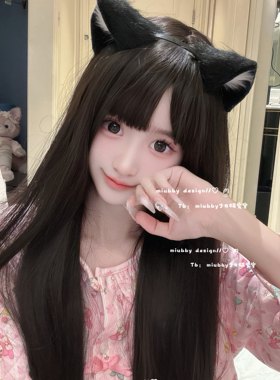 Miubby「黑喵少女」可爱软萌手作猫耳KC发箍Lolita配饰女仆jk头饰