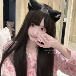 Miubby「黑喵少女」可爱软萌手作猫耳KC发箍Lolita配饰女仆jk头饰