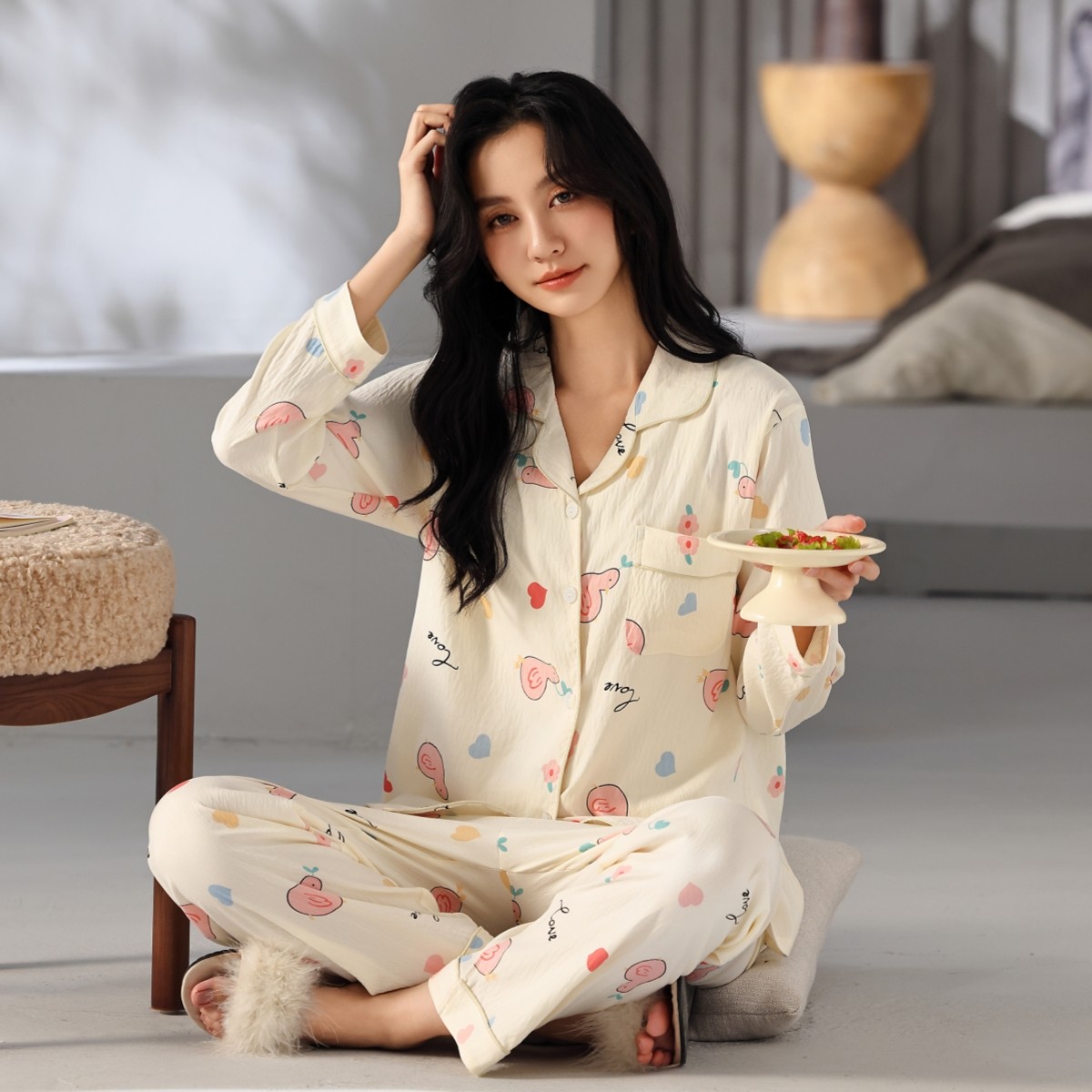 2025新款睡衣女款秋季云朵棉长袖套装甜美可爱秋天女士外穿家居服