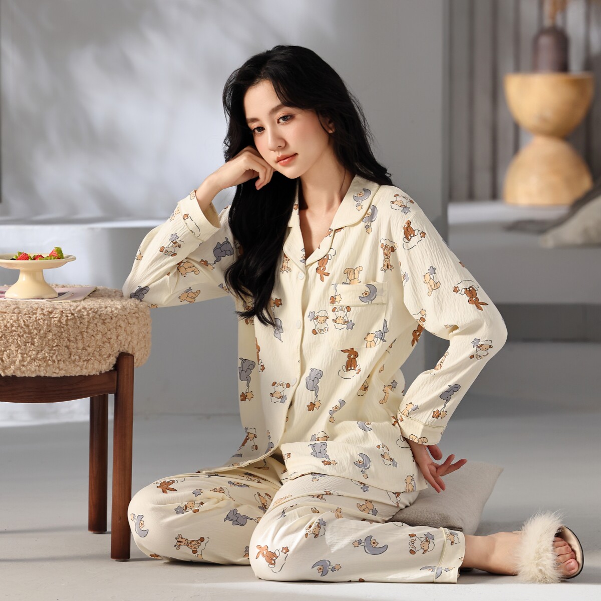 2025新款睡衣女款秋季云朵棉长袖套装甜美可爱秋天女士外穿家居服