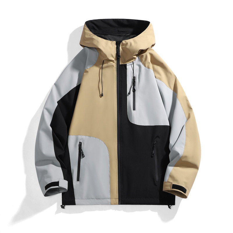 外贸尾货秋季户外运动情侣冲锋衣休闲宽松防风立领运动登山服男