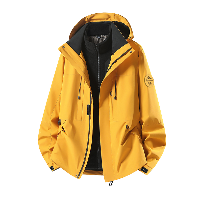 外贸尾货2025秋冬新款户外防风防水可拆卸三合一连帽冲锋衣百搭