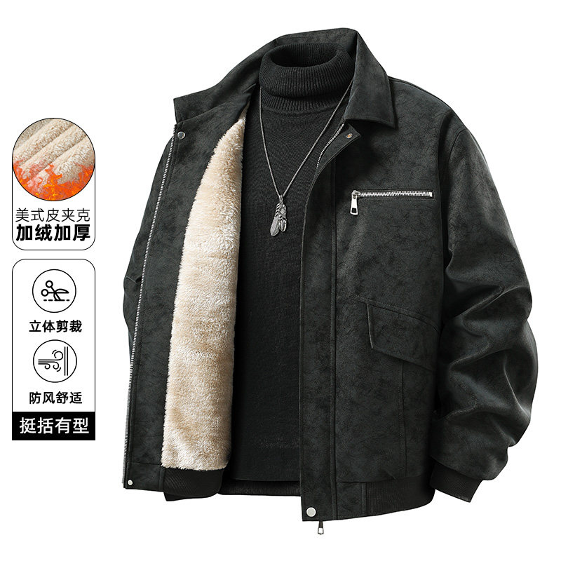 外贸尾单机车男款皮衣皮夹克潮流PU秋冬季加绒加厚保暖翻领宽松