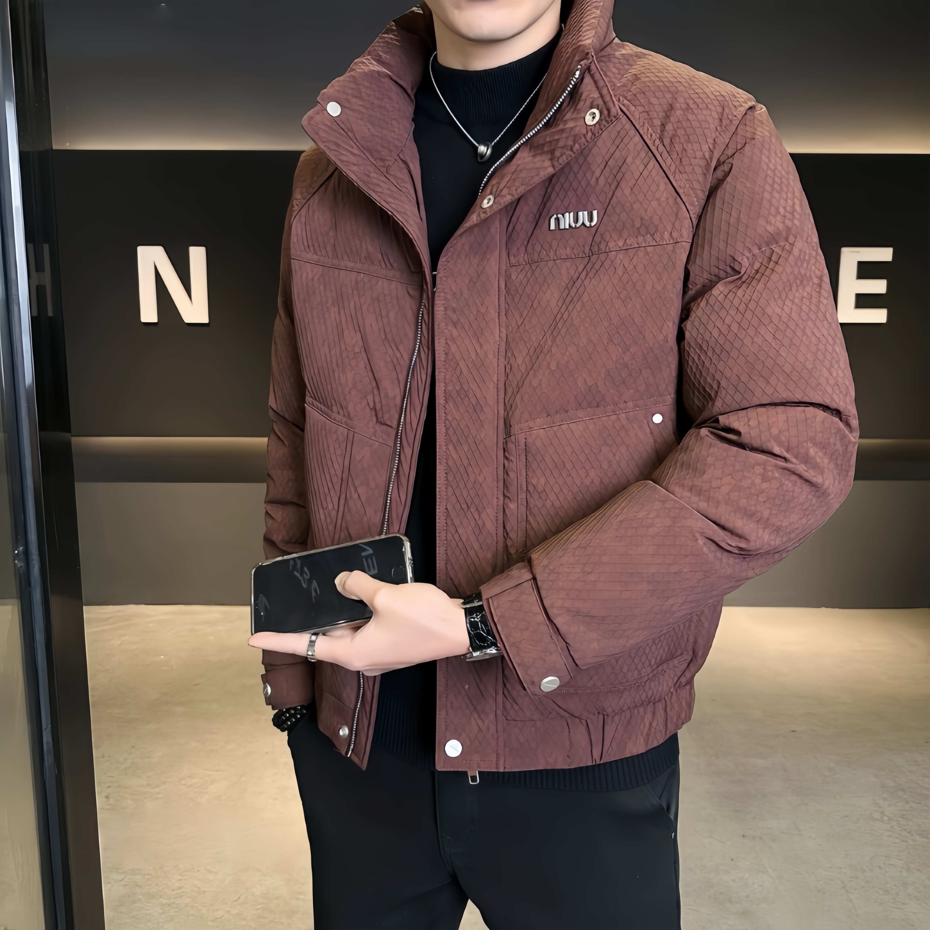 外贸尾单新款纯色冬季男士防寒服外套时尚百搭潮流高品质保暖立领
