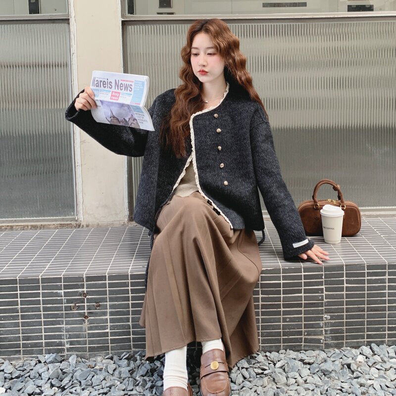 小香风新款毛呢外套短款羊毛大衣小个子双面羊绒大衣女秋冬高级感图片