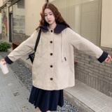 档口大货浅卡其拼接撞色复古风衣外套，2B218-2527-P185，控268，女装短外套，2B218
