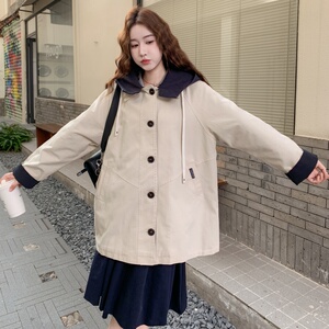 档口大货 浅卡其拼接撞色复古风衣外套，2B218-2527-P185，控268图片