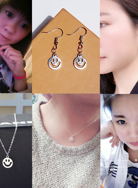 笑脸吊坠合金电镀女简约短款项链