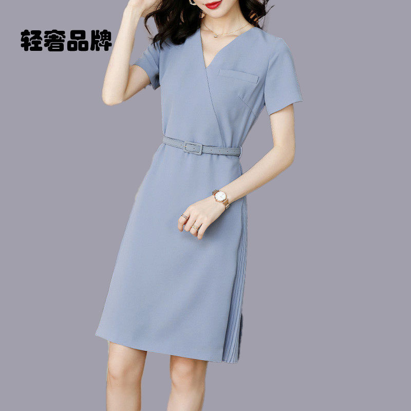 朗姿约定小个子时尚连衣裙女2025新款夏收腰显瘦ol轻熟风a字裙子