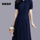 通勤连衣裙收腰大摆藏蓝色Polo领女裙子 时尚 2026夏季 新款