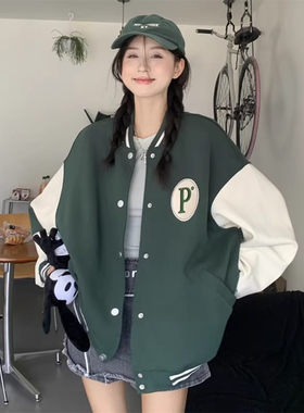 宽松学生小个子棒球服卫衣外套