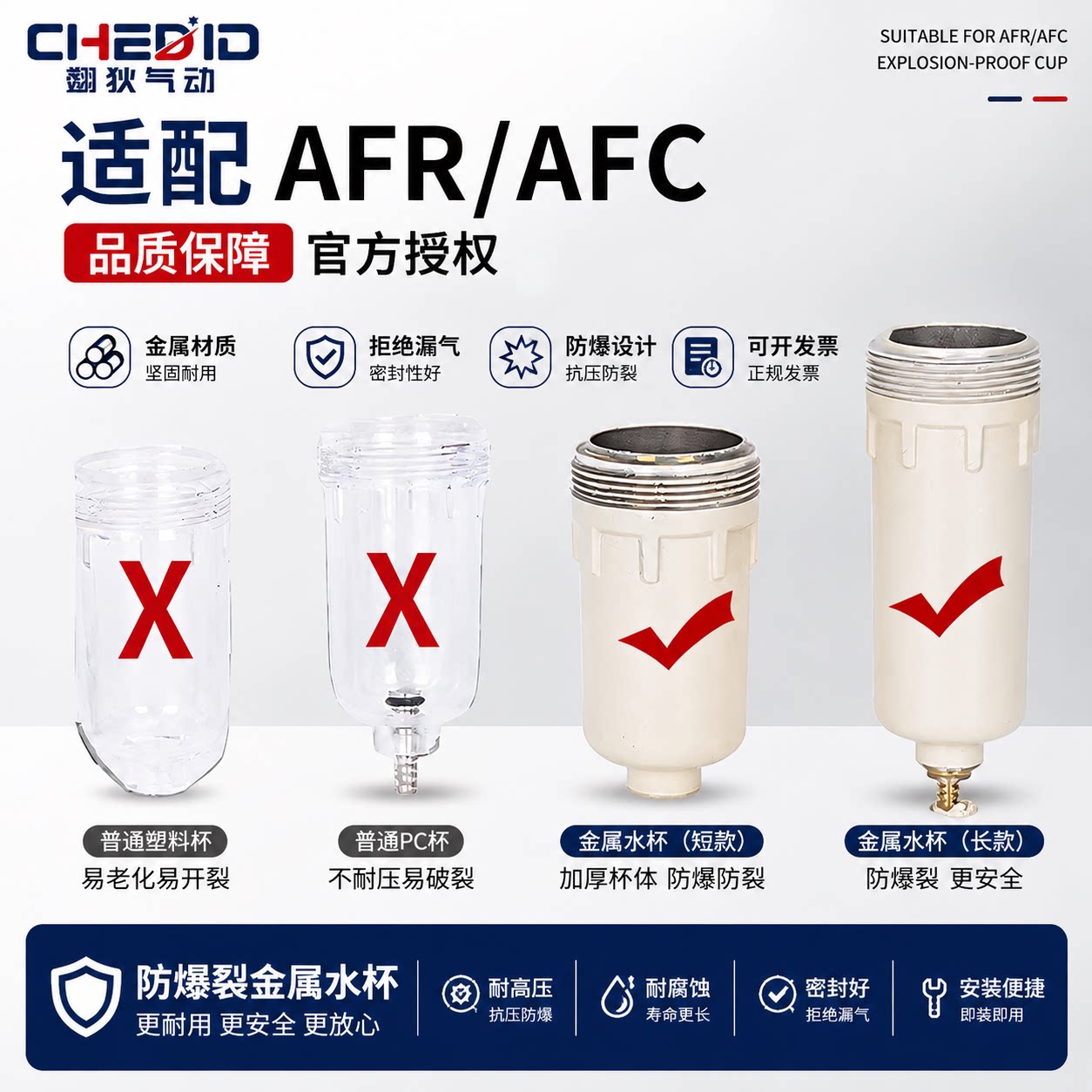 耐爆水杯气源AFR水杯排水杯AFC油杯AL油雾器杯通用型油水分离器