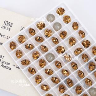 秋季 施家华子1088奥地利1402浅烟黄尖底圆形钻美甲饰品堆钻 新品