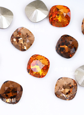 秋季新品施华洛4470肥方1202深橙色美甲1402浅烟黄堆钻1403烟黄
