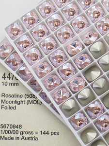 正品奥地利施家水晶4470肥边正方508mol月光蔷薇粉花式石肥方10mm