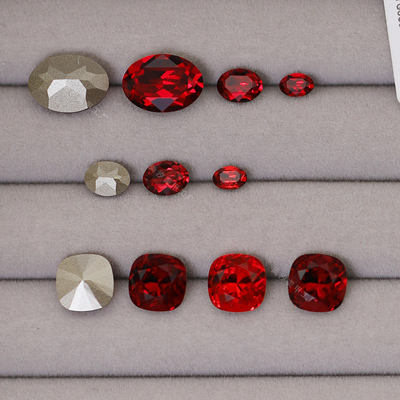 施家鸽子蛋肥方酒红尖底美甲钻